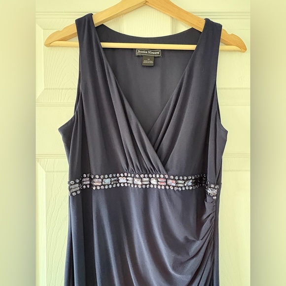 Jessica Howard Blue Embellished Wrap Maxi Dress - Picture 1 of 4